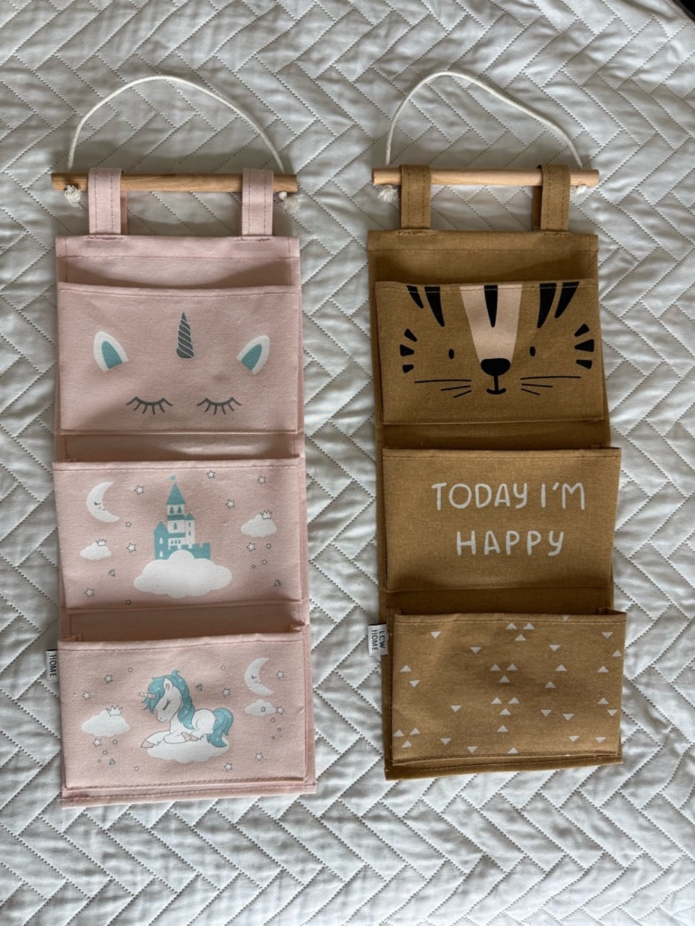 Unicorn & Tiger Hanging Wall Organizers - Pink and Brown